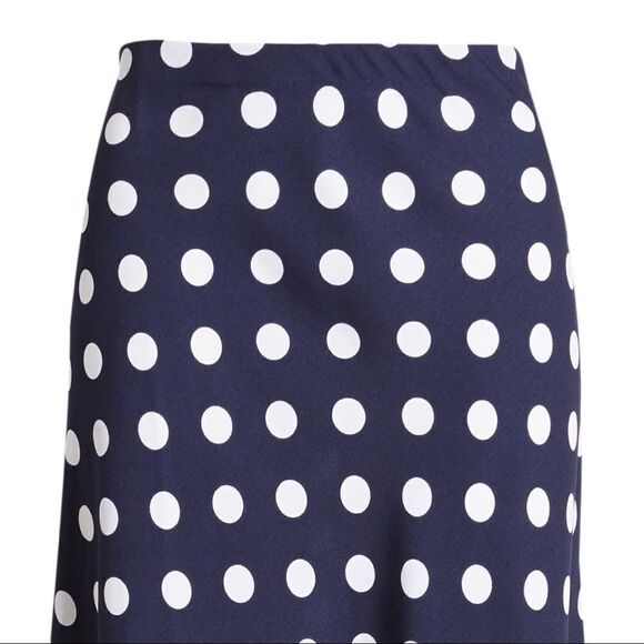 Halogen Bias Cut A-Line Skirt In Navy & White Polka Dot - Picture 2 of 4